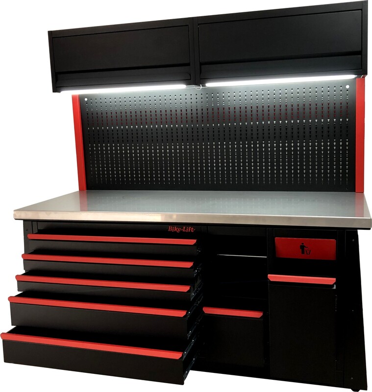 Ciclism - WORKSTATION BIKE LIFT WITH S.STEEL TABLETOP COVER 200X80X100cm