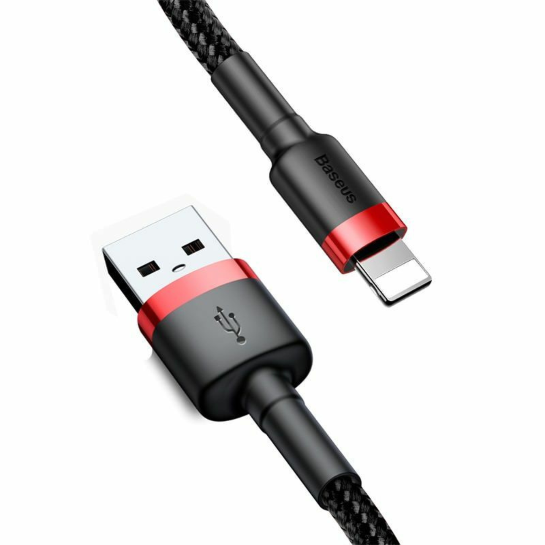 Cablu Baseus Cafule, Lightning - USB, 1 metru, 2.4A, Rosu + Negru