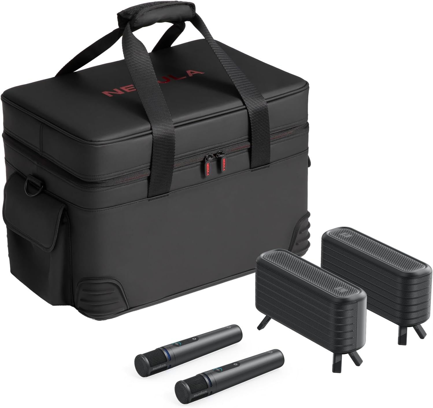 Accesorii proiector Anker Nebula X1, cu 2 boxe wireless, 2 microfoane wireless, husa pentru transport, Negru
