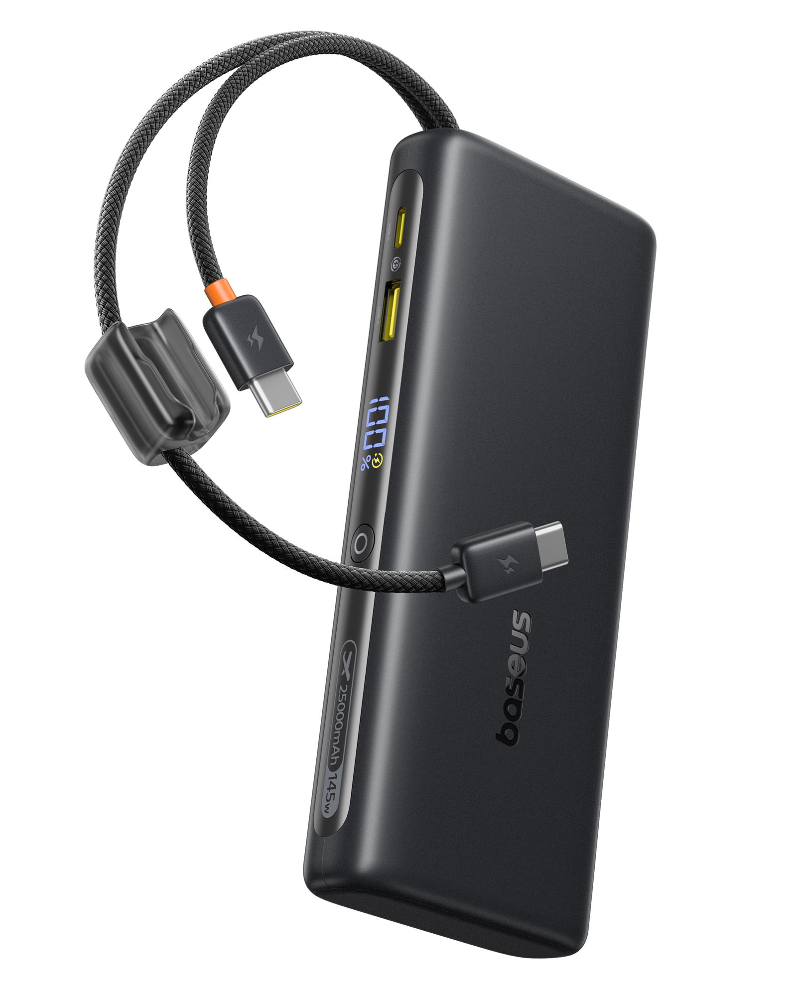 Acumulator extern Baseus EnerFill FC41 25.000 mAh, 145W, Digital Display, USB-C, USB-A, cabluri duale USB-C retractabile, Negru