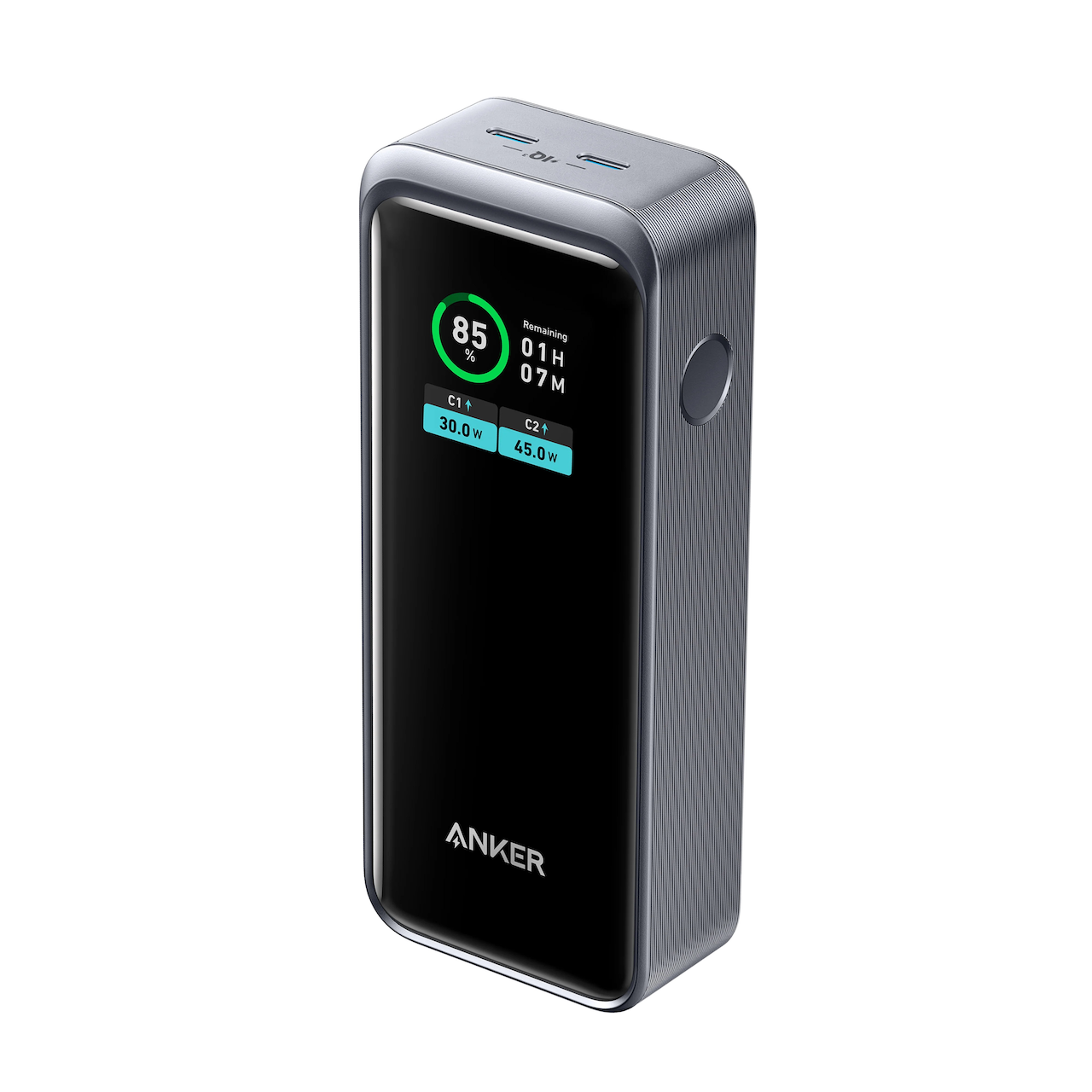 Acumulator extern Anker Prime, 12.000 mAh, 130W, Smart Digital Display, 2x USB-C, Negru