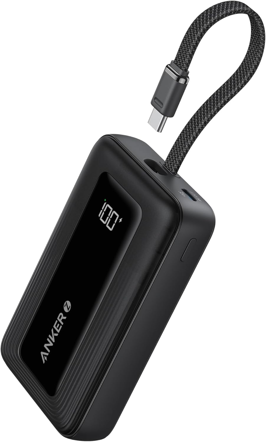 Acumulator extern Anker Zolo 20.000 mAh, 30W, 1x USB-C, 1x USB-A, cablu USB-C incorporat, Negru