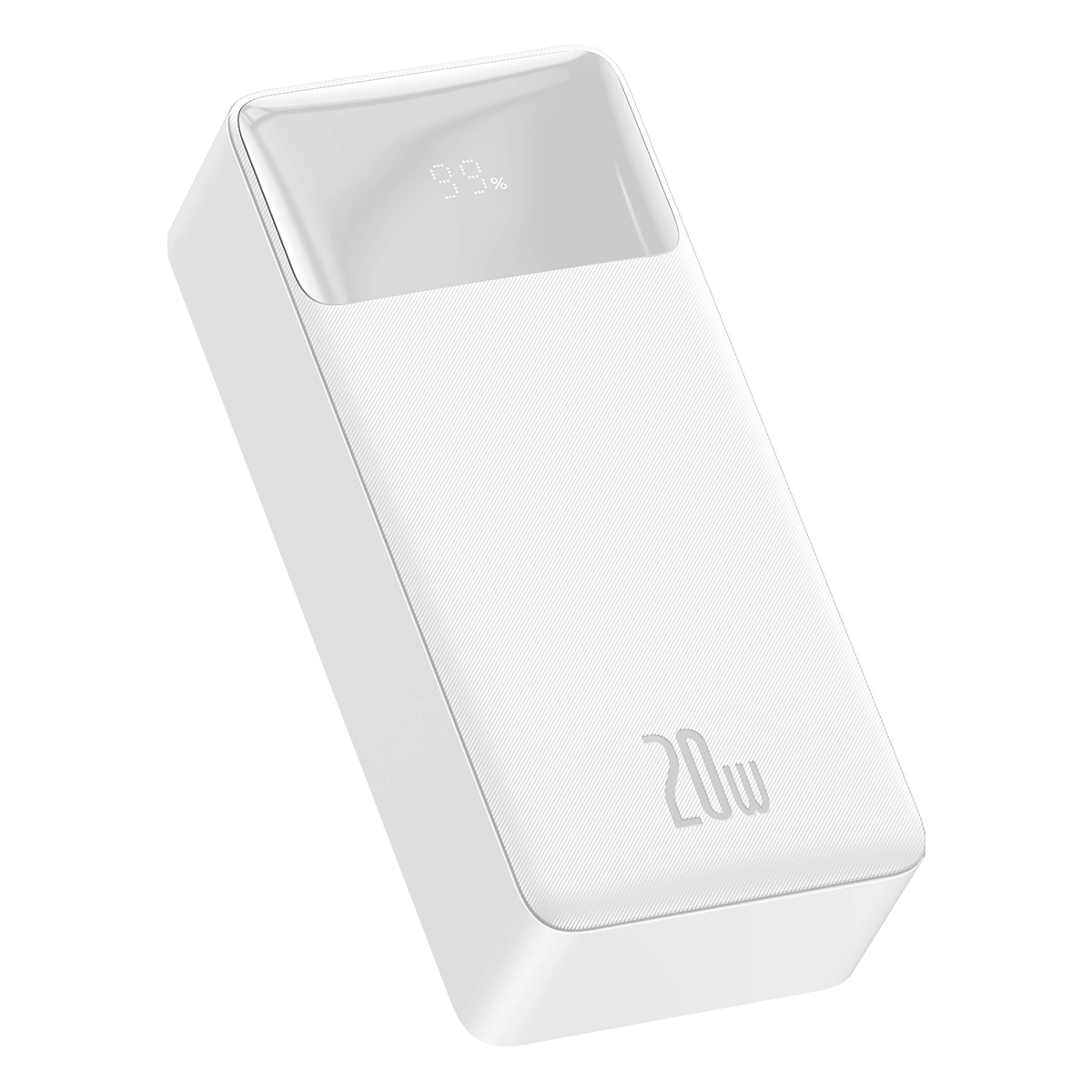Baterie externa cu incarcare rapida Baseus Bipow 30000mAh, 20W, cablu USB-A la micro USB, 0,25m inclus, Alb