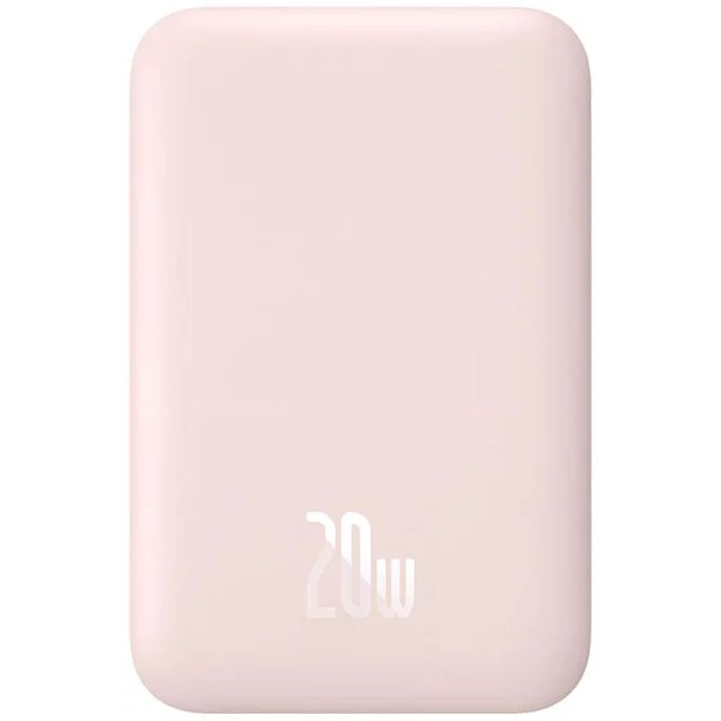 Acumulator extern Baseus Magnetic Mini Wireless Fast Charge, 6000mAh, 20W, cu cablu USB-C 30cm, Roz