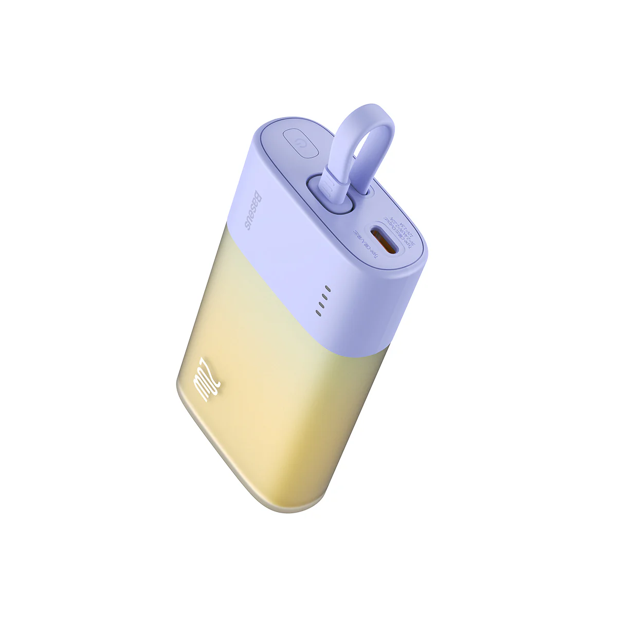 Acumulator extern Baseus Popsicle Fast Charge iPhone, 5200mAh, 20W + cablu USB-C 30cm, Violet