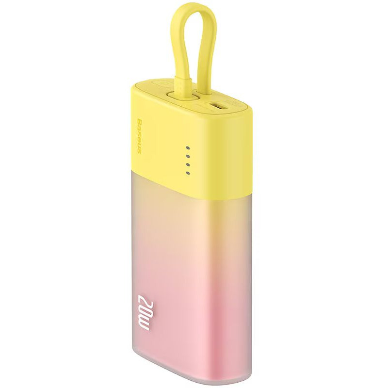 Acumulator extern Baseus Popsicle Fast Charge iPhone, 5200mAh, 20W + cablu USB-C 30cm, Galben