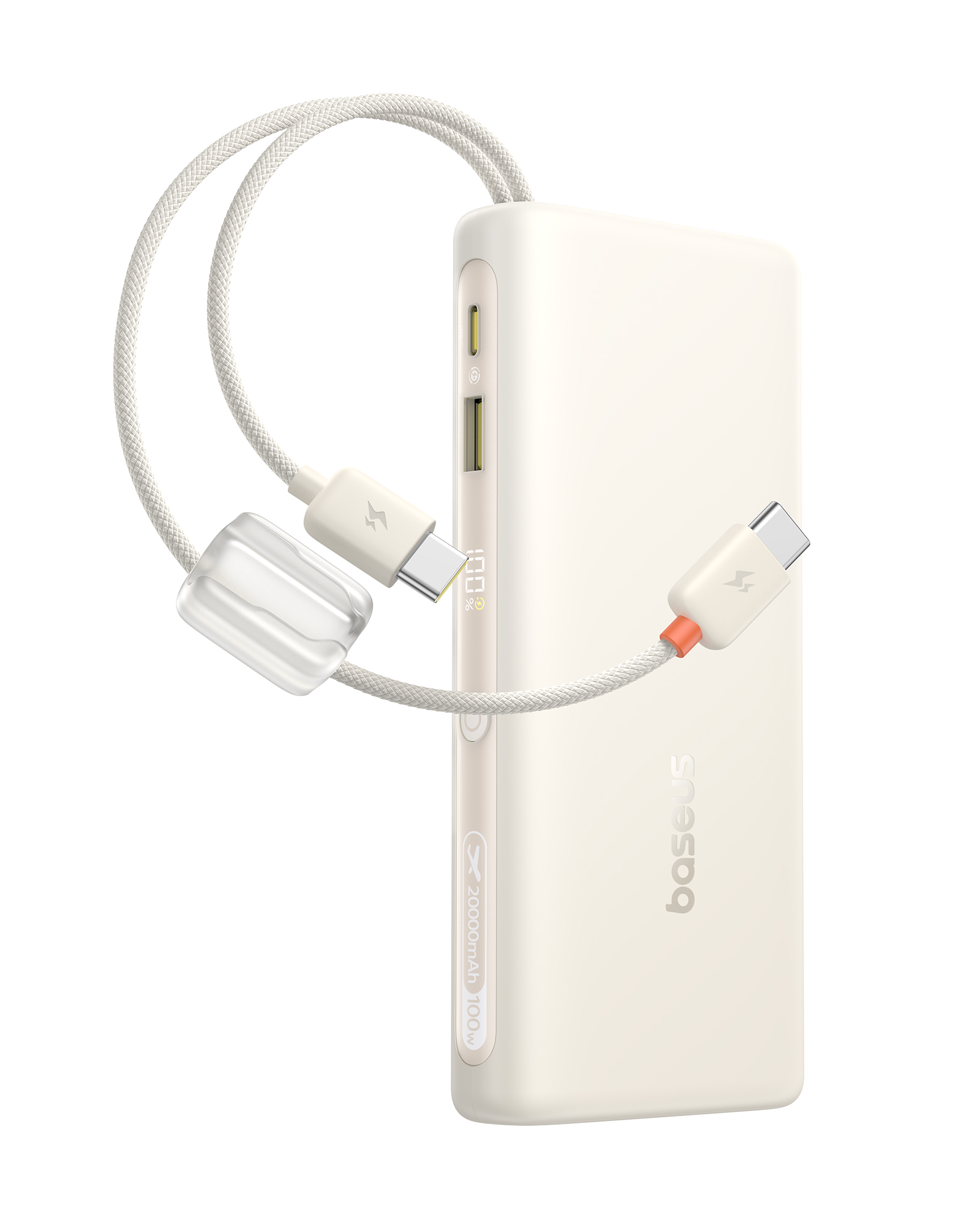 Acumulator extern Baseus EnerFill FC41 20.000 mAh, 100W, Digital Display, cablu USB-C inclus, Alb
