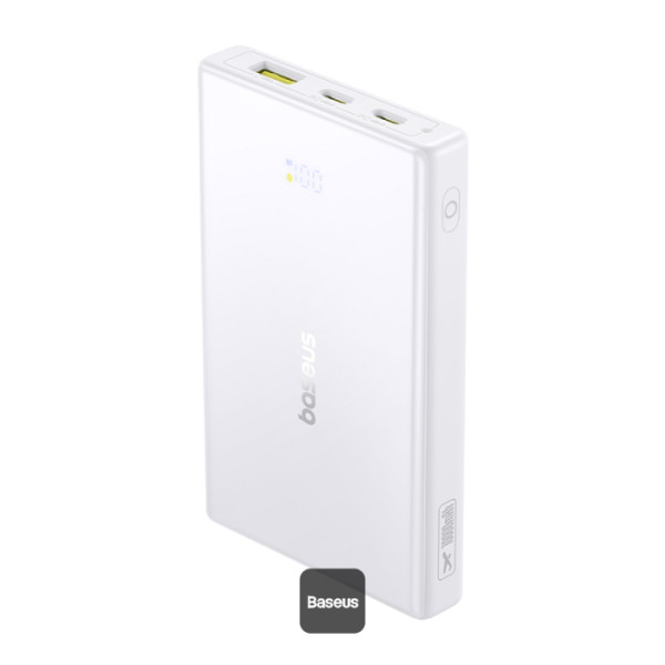 Acumulator extern Baseus PicoGo 10.000 mAh, 20W, Digital Display, 2x USB-C, 1x USB-A, Alb