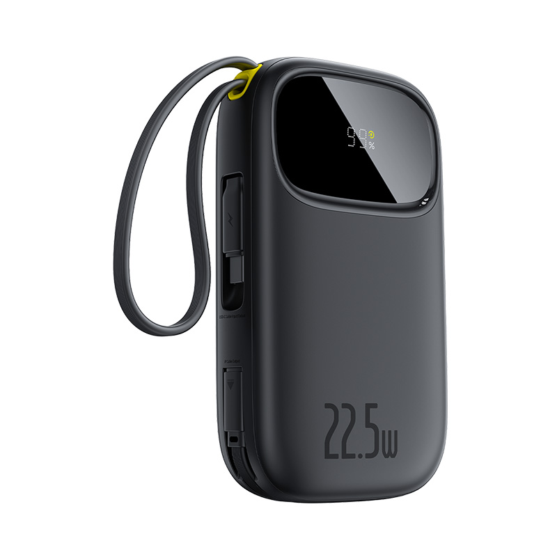 Acumulator extern Baseus EnerFill FC31 Digital Display 20.000 mAh, 22.5W, cablu USB-C si Lightning incorporat, Negru