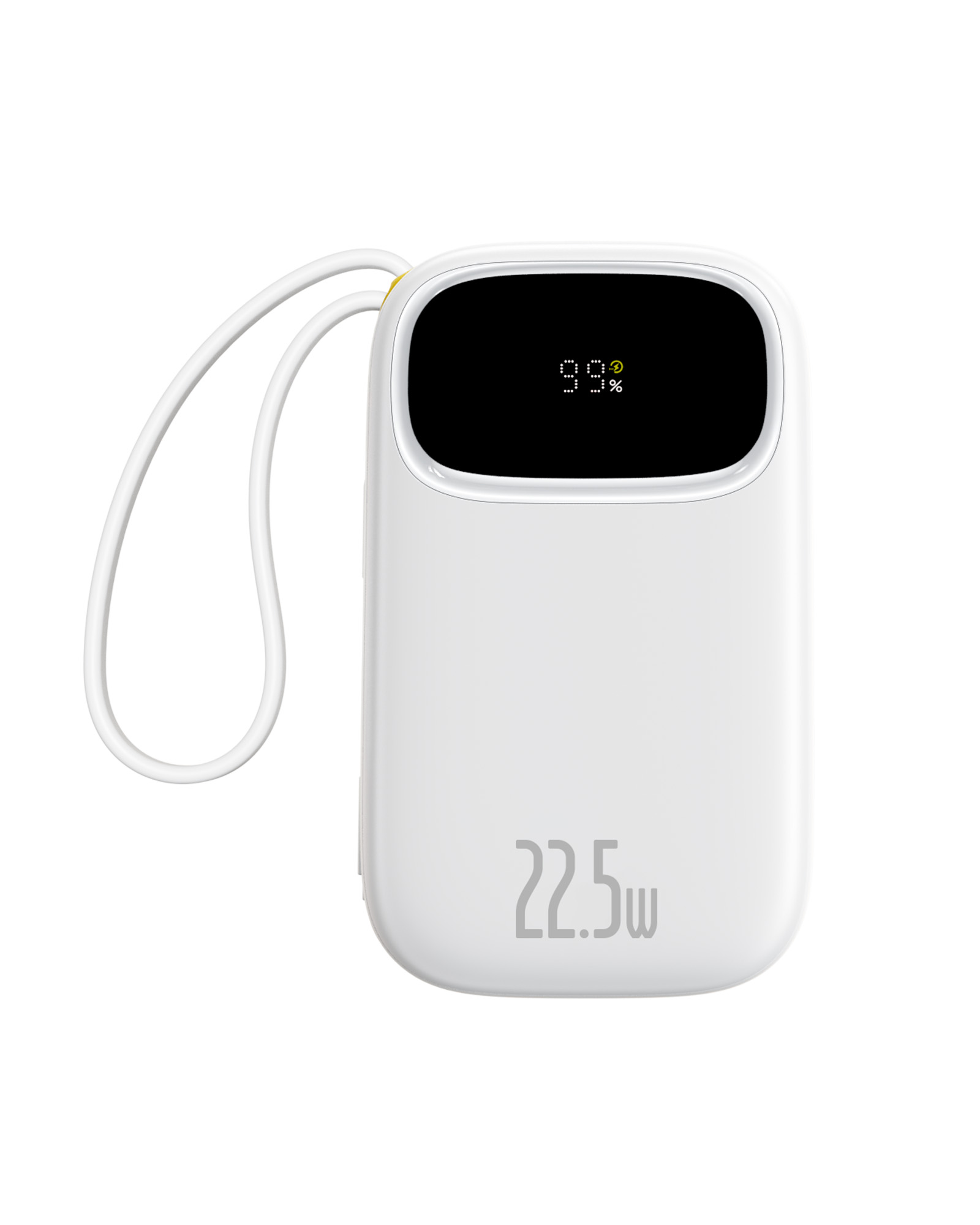 Acumulator extern Baseus EnerFill FC31 Digital Display 20.000 mAh, 22.5W, cablu USB-C si Lightning incorporat, Alb