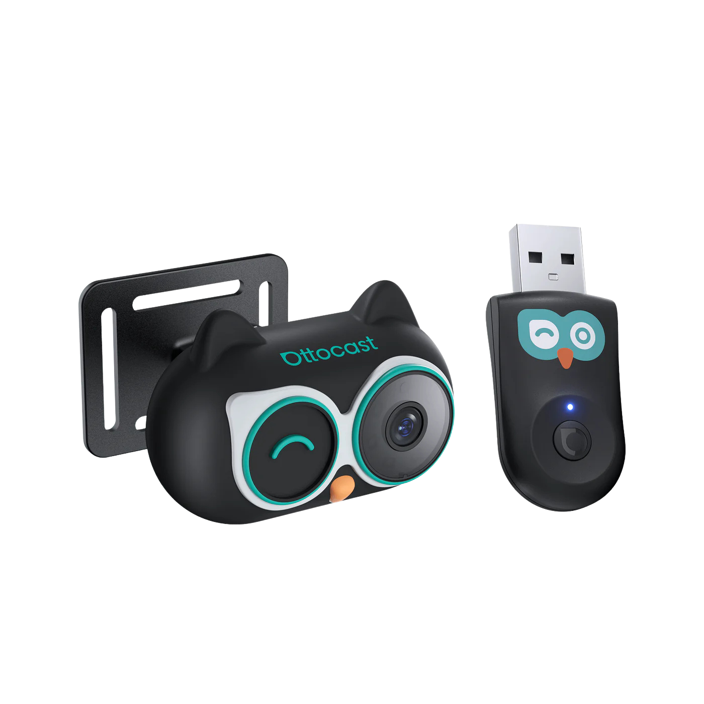 Adaptor multimedia Ottocast 2-in-1 Wireless CarPlay & Android Auto + Baby video monitor pentru masina 1080p, Plug&Play, Negru
