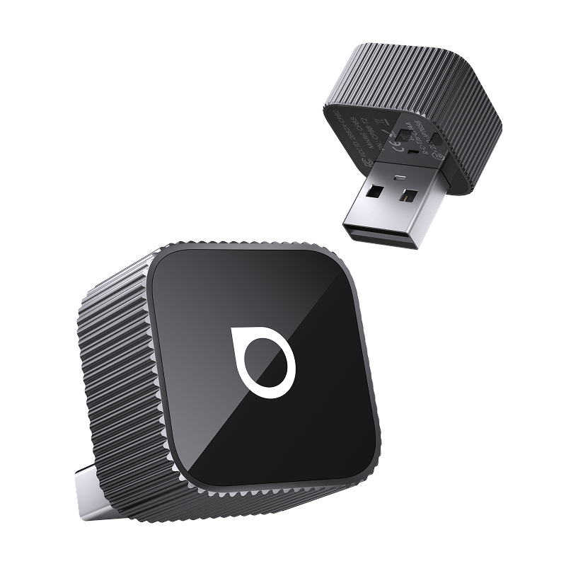 Adaptor Ottocast Mini Cube 3.0 2025 Wireless CarPlay si Android Auto, Plug and Play 2-in-1, Negru