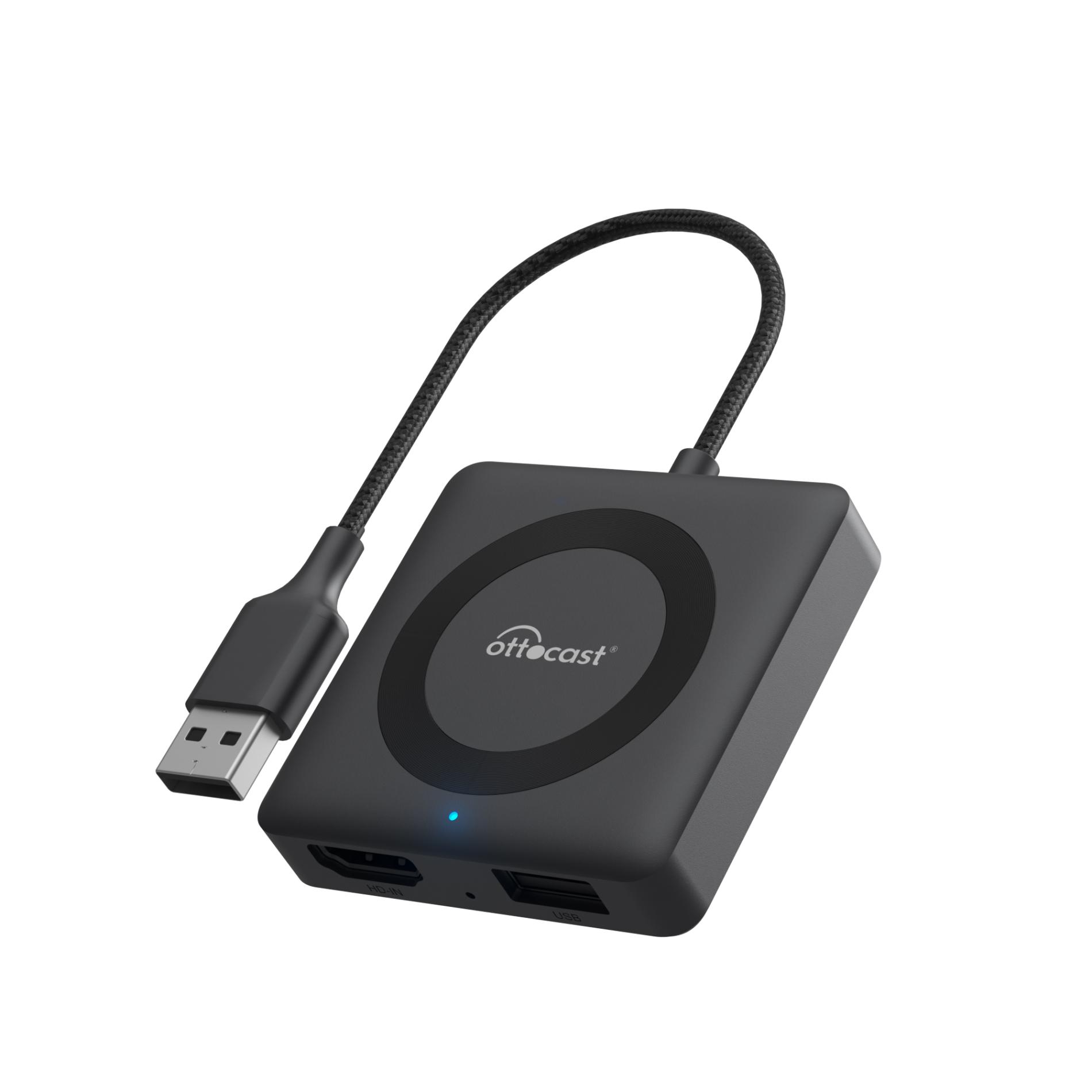 Adaptor Wireless CarPlay Ottocast Car TV Mate Pro, cu HDMI si Proiectie Multimedia, Negru