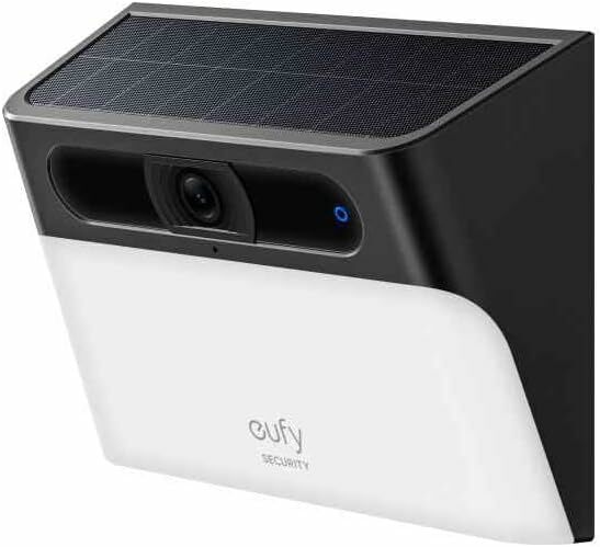 Aplica de perete pentru exterior eufy S120 Solar, Wireless, Camera 2K, AI, IP65, cu Reflector, Negru