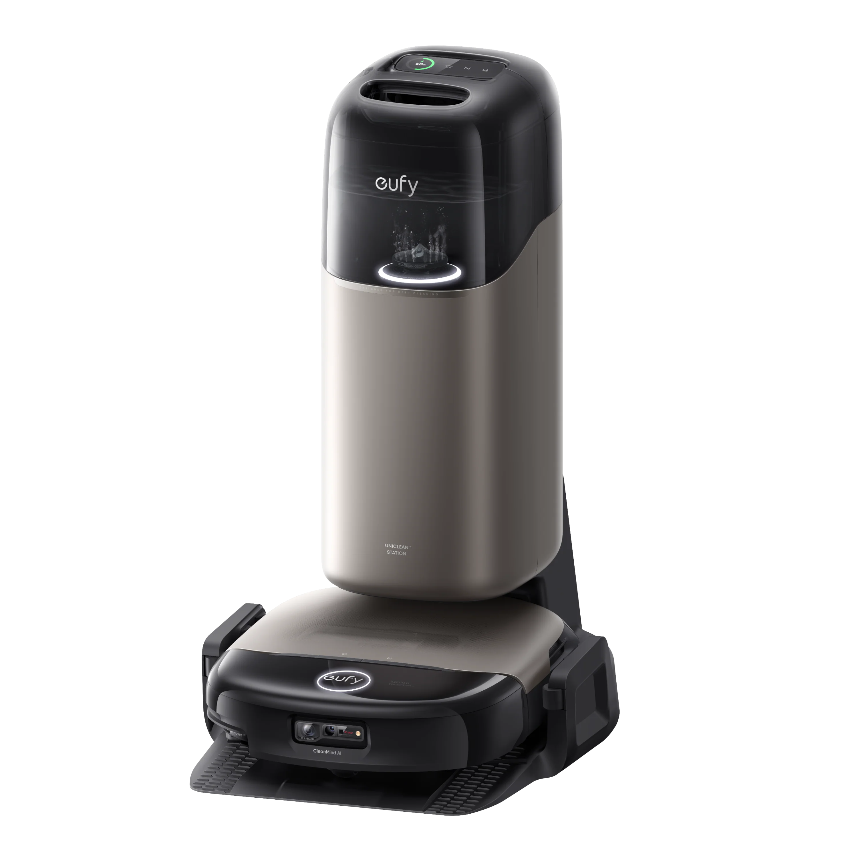 Aspirator robot eufy Omni S2, 30,000 Pa, HydroJet™ 2.0, 3D MatrixEye 2.0, Mop cu rola, Statie UniClean 12-in-1, Negru