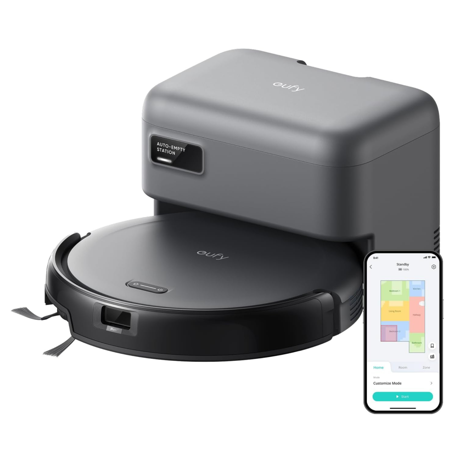 Aspirator robot eufy Robot Vacuum C10, 4000 Pa, Navigatie Lidar, Sac de praf de 3L, Autonomie de 120 de min, Gri