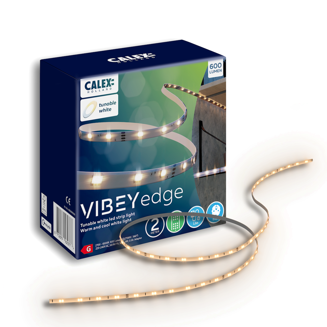 Banda LED Smart Calex CCT, 600 lumeni, IP20, 2m