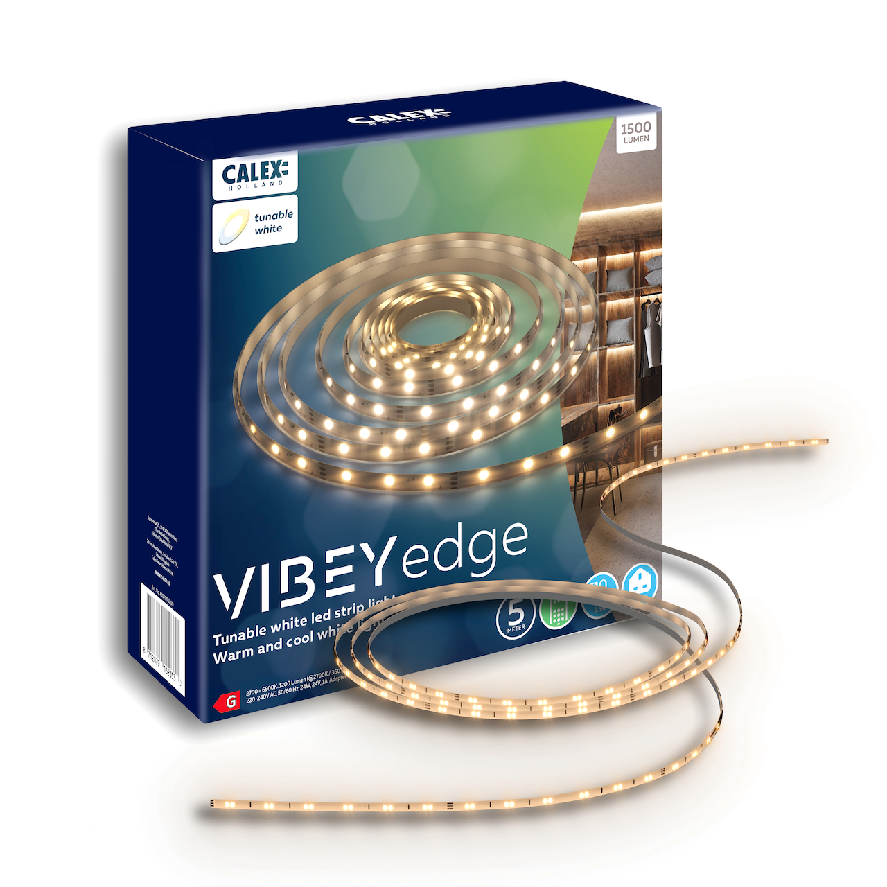 Banda LED Smart Calex CCT, 600 lumeni, IP20, 5m