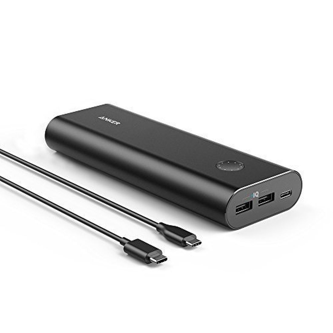 Acumulator extern Anker PowerCore+, USB Type C, Cablu inclus, 20100 mAh, Negru