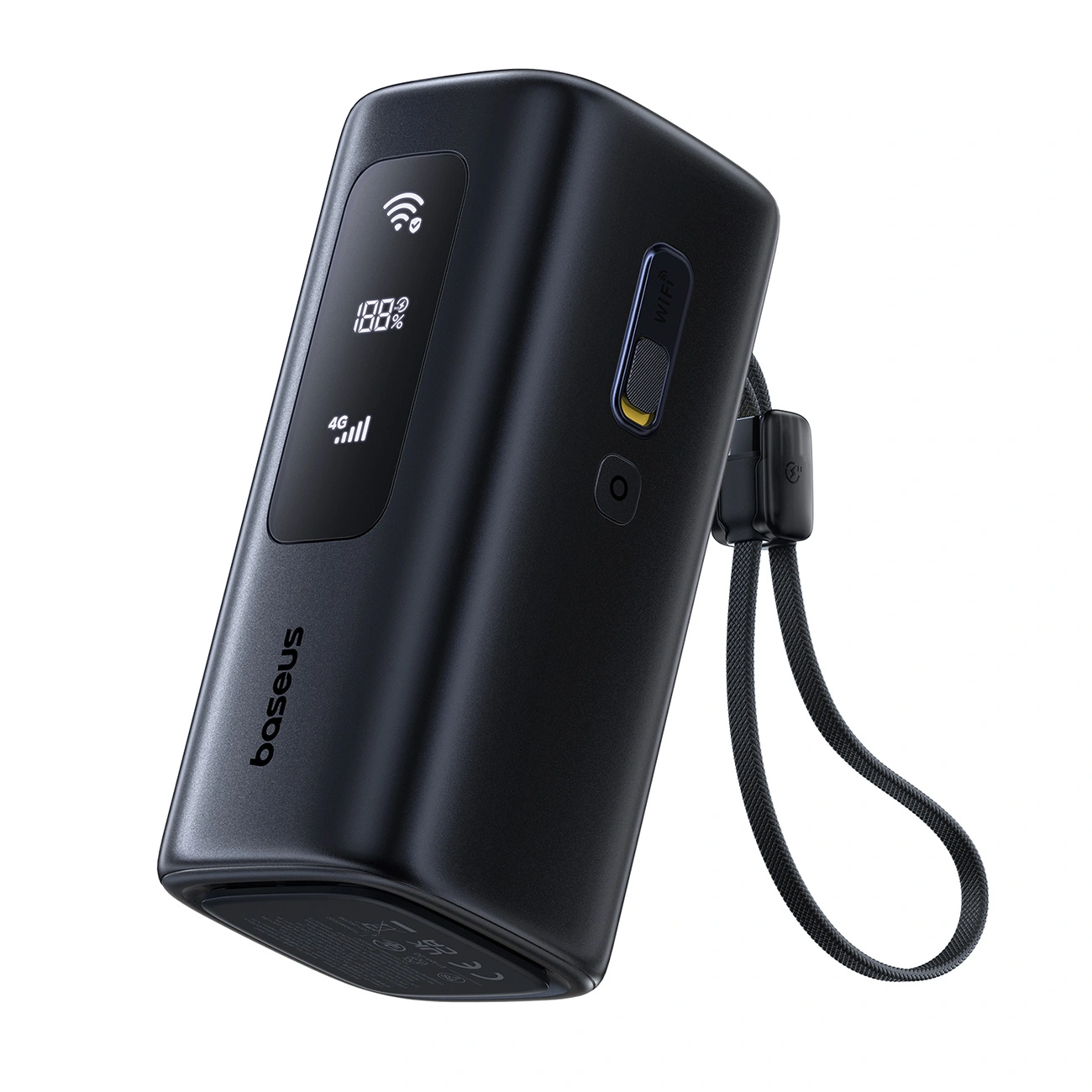 Baterie externa cu Router 4G MiFi Baseus EnerGeek GX11 20.000 mAh, 67W, 2xUSB-C, 1xUSB-A, Functie hotspot Wi-Fi, Negru