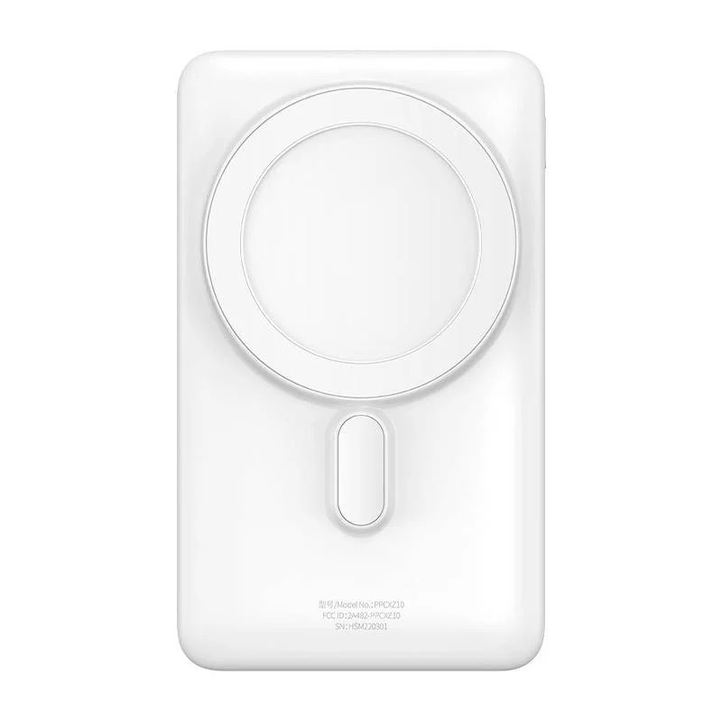 Baterie externa Baseus Magnetic Bracket, 10000mAh, 20W, Incarcare rapida, wireless, USB-C, cablu USB-C la USB-C inclus, Alb