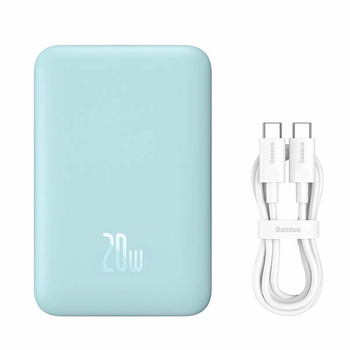 Baterie externa Baseus Magnetic Mini Wireless, 10.000 mAh, Incarcare rapida, 20W, cablu USB-C inclus, Albastru