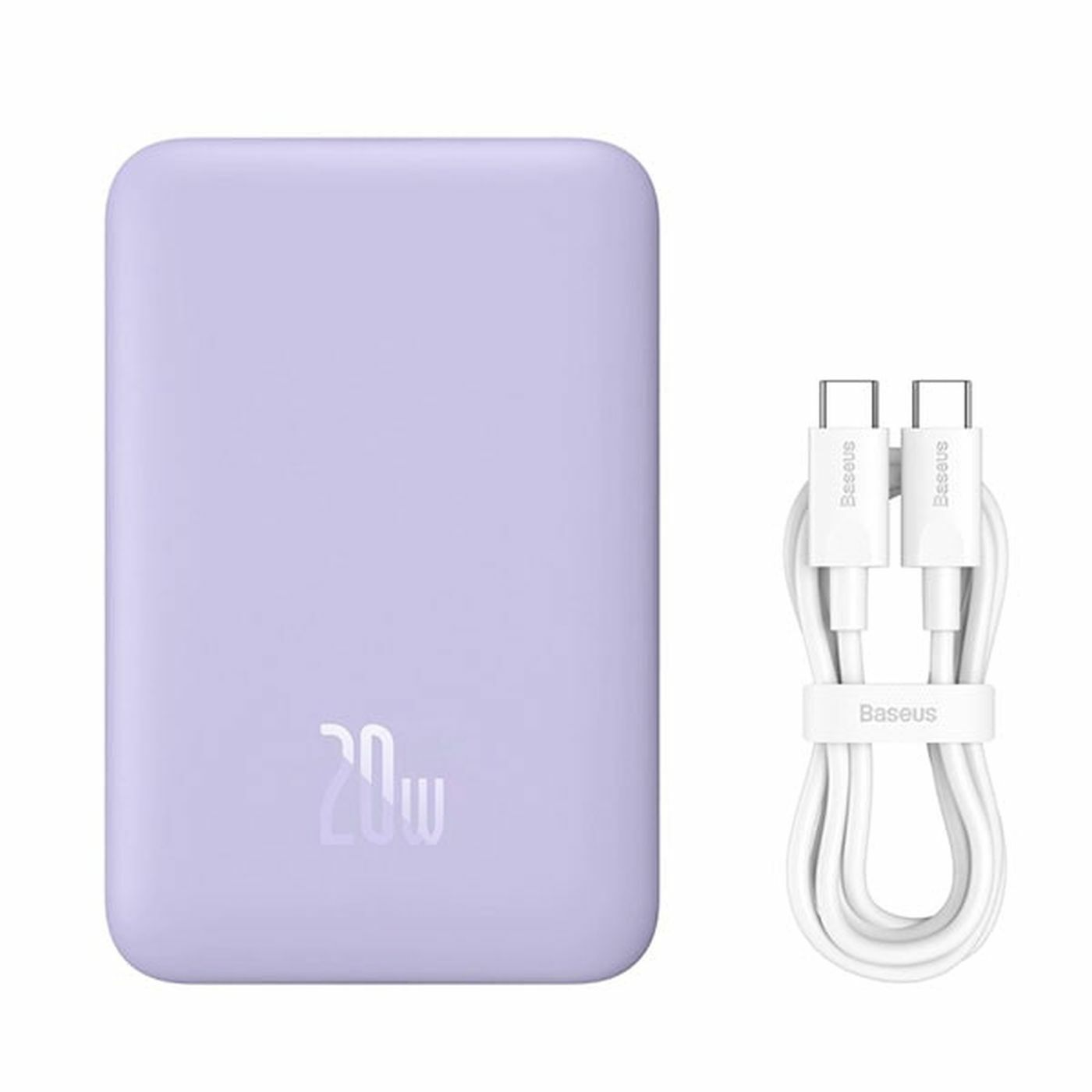 Baterie externa Baseus Magnetic Mini Wireless, 10.000 mAh, Incarcare rapida, 20W, cablu USB-C inclus, Violet