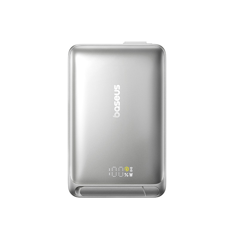Baterie externa Baseus Nomos Qi2 Magnetic, 10.000 mAh, 45W, cablu USB-C inclus, Gri