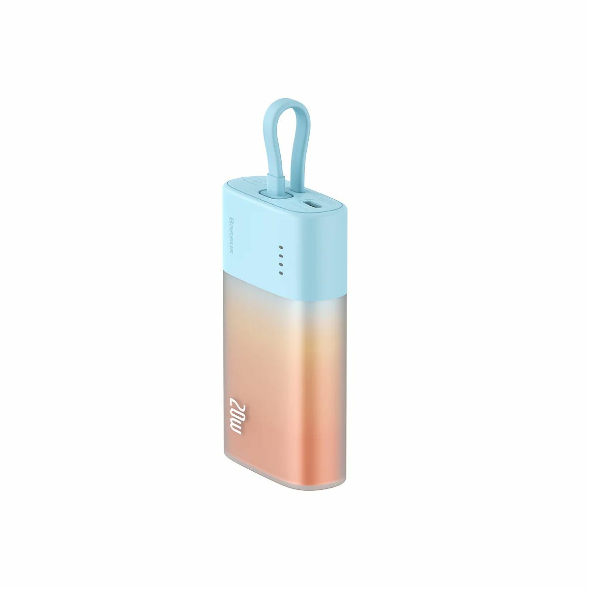 Baterie externa Baseus Popsicle 5200 mAh, 20W, USB-C, cablu incorporat, Portocaliu