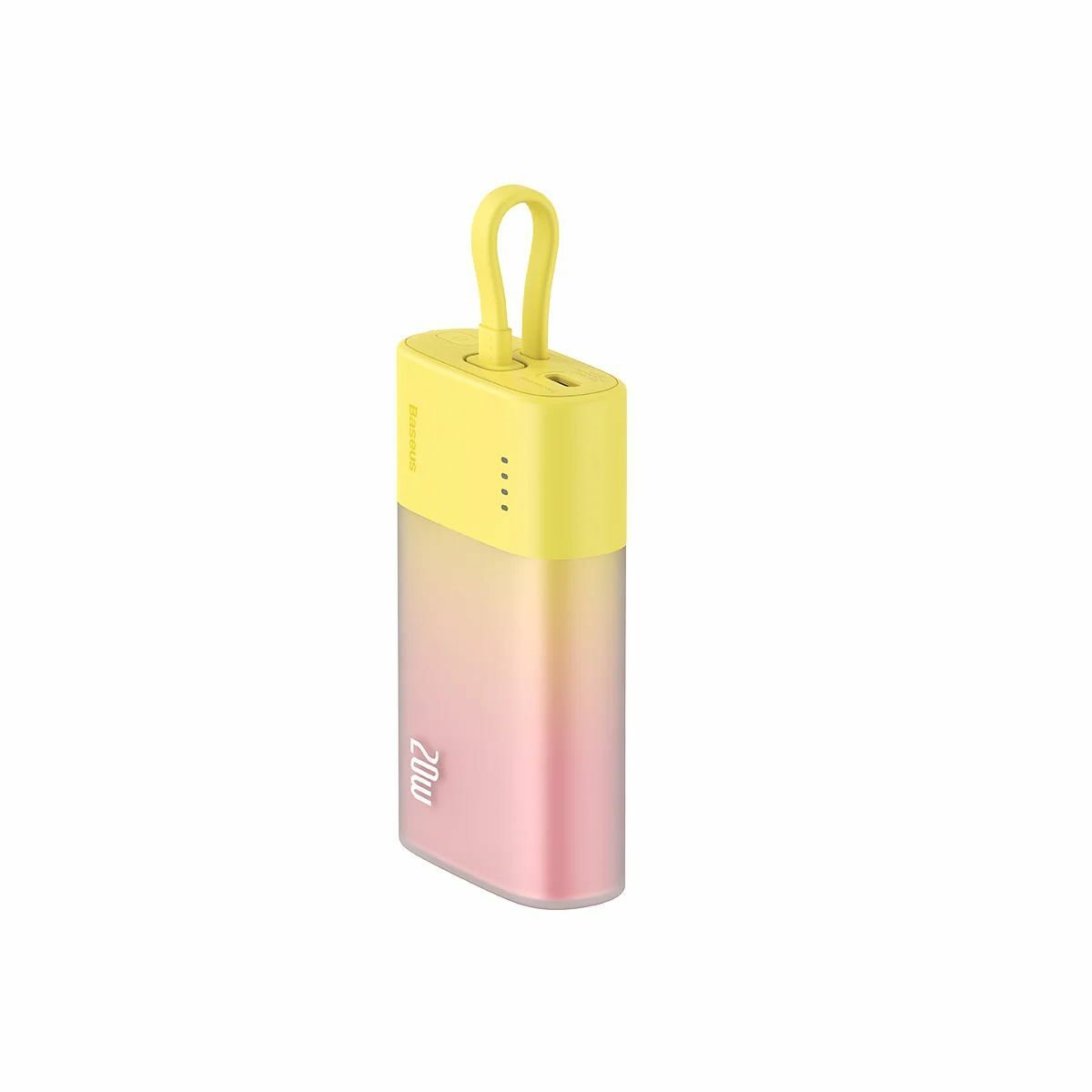 Baterie externa Baseus Popsicle 5200 mAh, 20W, USB-C, cablu incorporat, Galben