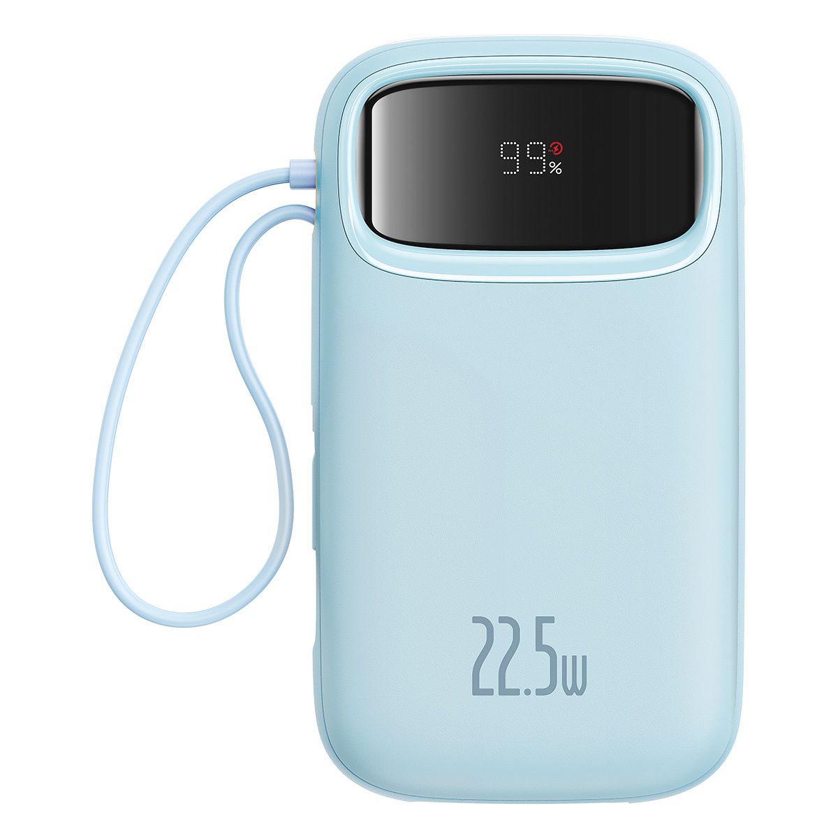 Baterie externa Baseus Qpow2, 10.000 mAh, cablu dual USB-C si Lightning incorporat, Incarcare rapida, 22.5W, Digital Display, Albastru