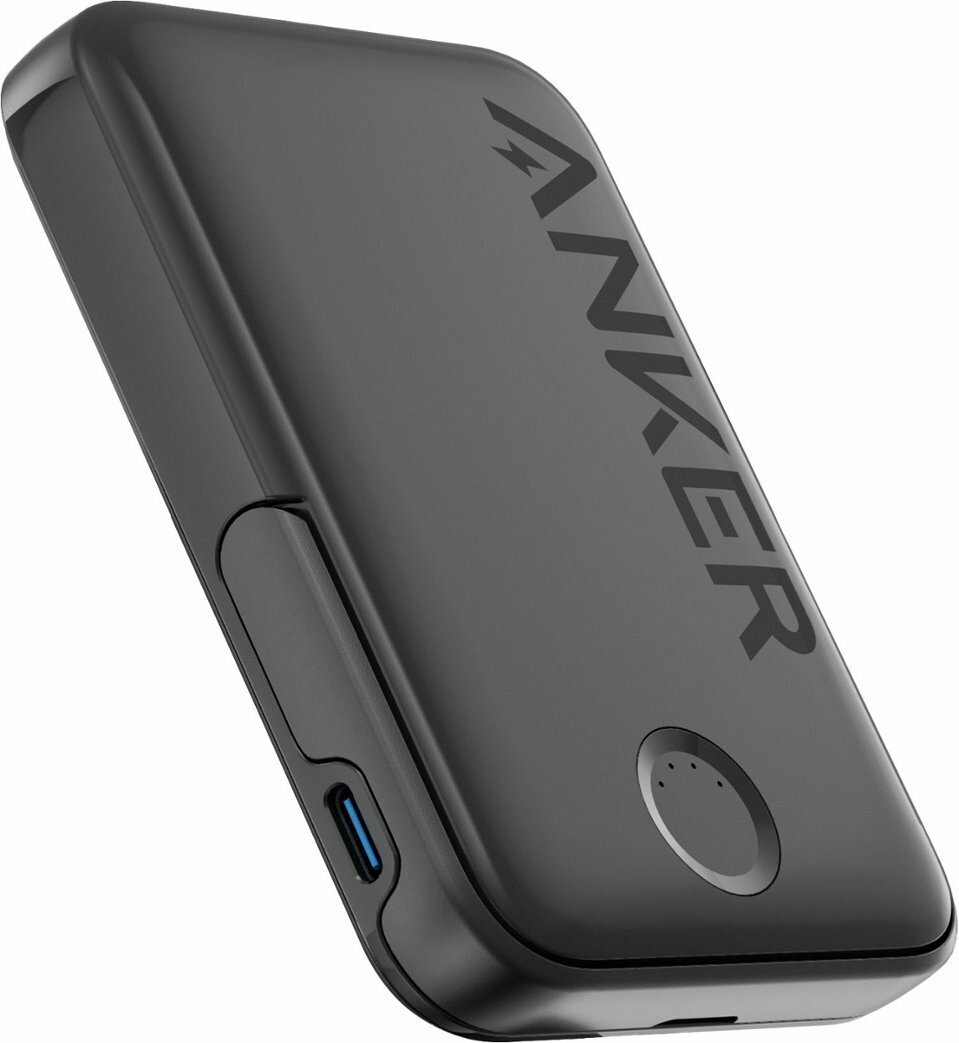 Baterie externa magnetica wireless Anker 322 MagGo, 5000 mAh, 7.5W, pentru seria iPhone 12/13/14, Negru