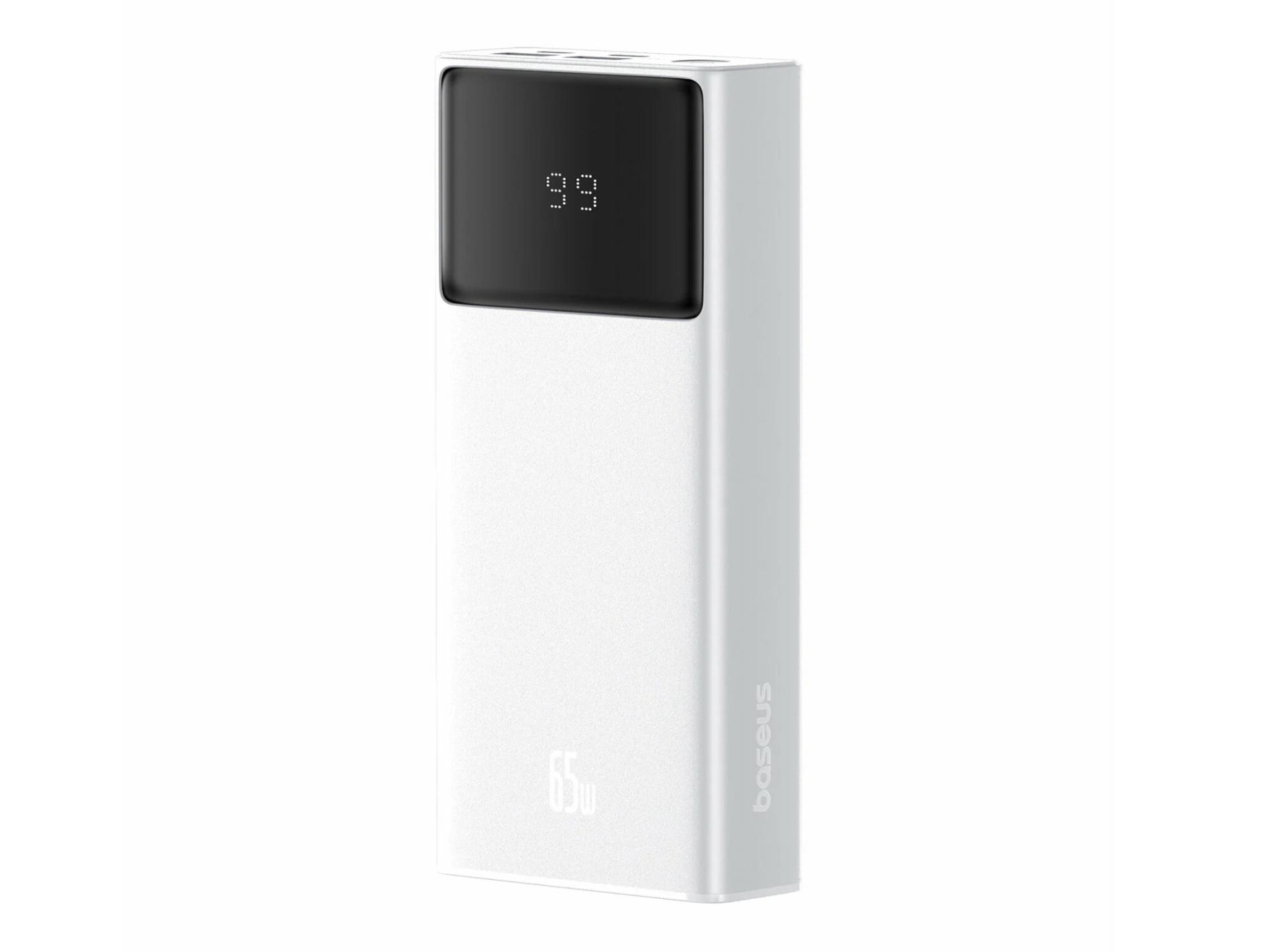 Baterie externa Star-Lord Digital Display, 20.000 mAh, 65W, Incarcare rapida, cablu USB-A la USB-C inclus, Alb