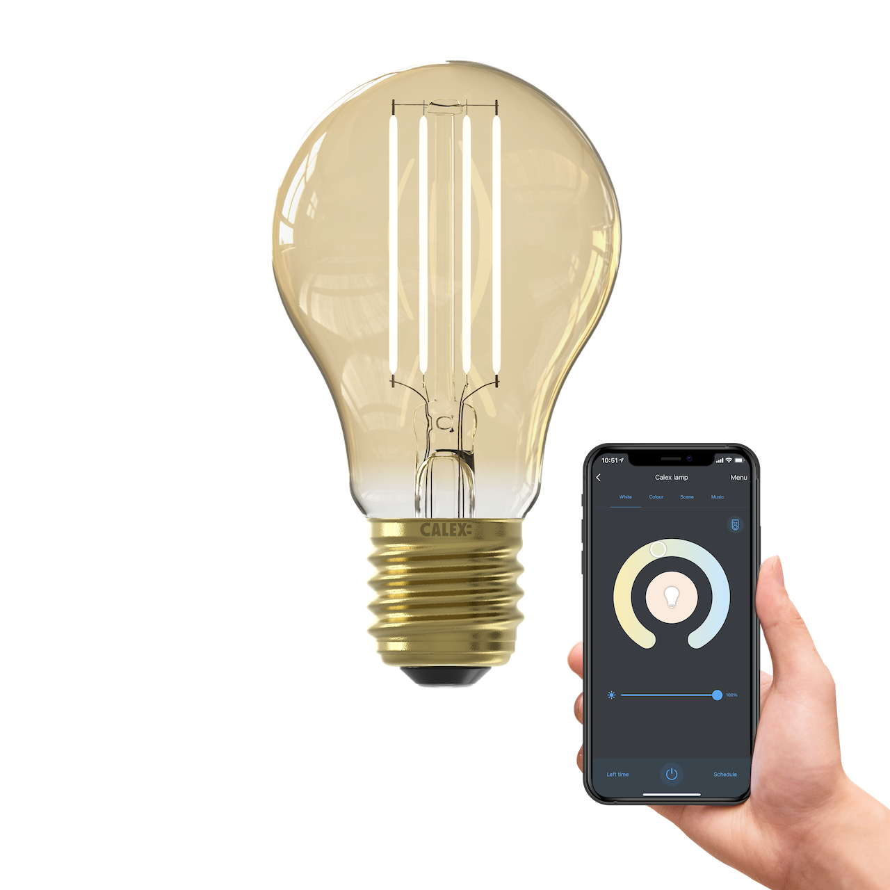Bec Calex Smart A60, WLAN LED, 220-240V, 7W, 806 lumeni, 1800-3000K, E27, Auriu