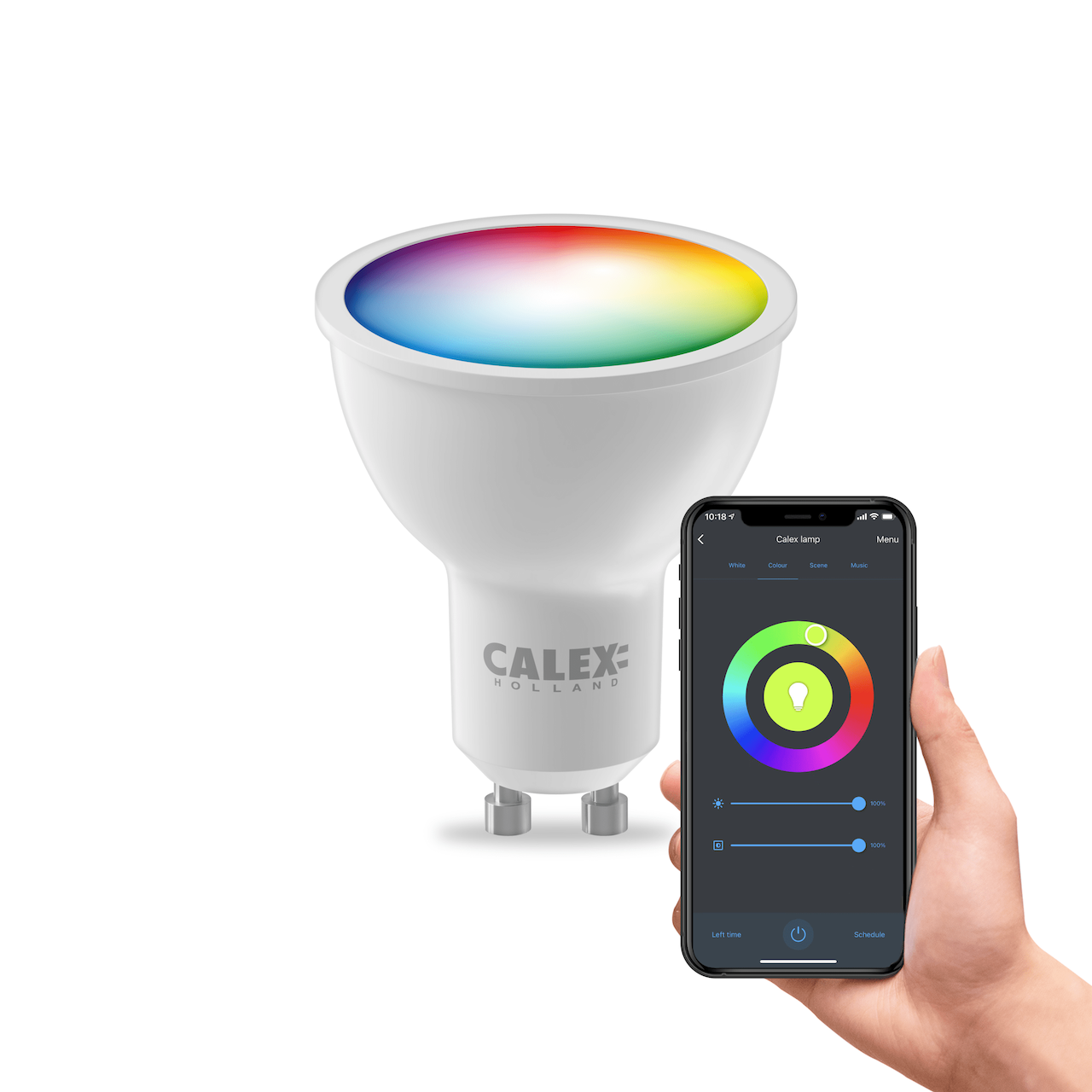 Bec smart LED Calex SMD, 4.9W, 345 lumeni, RGB + 2200-4000K, GU10