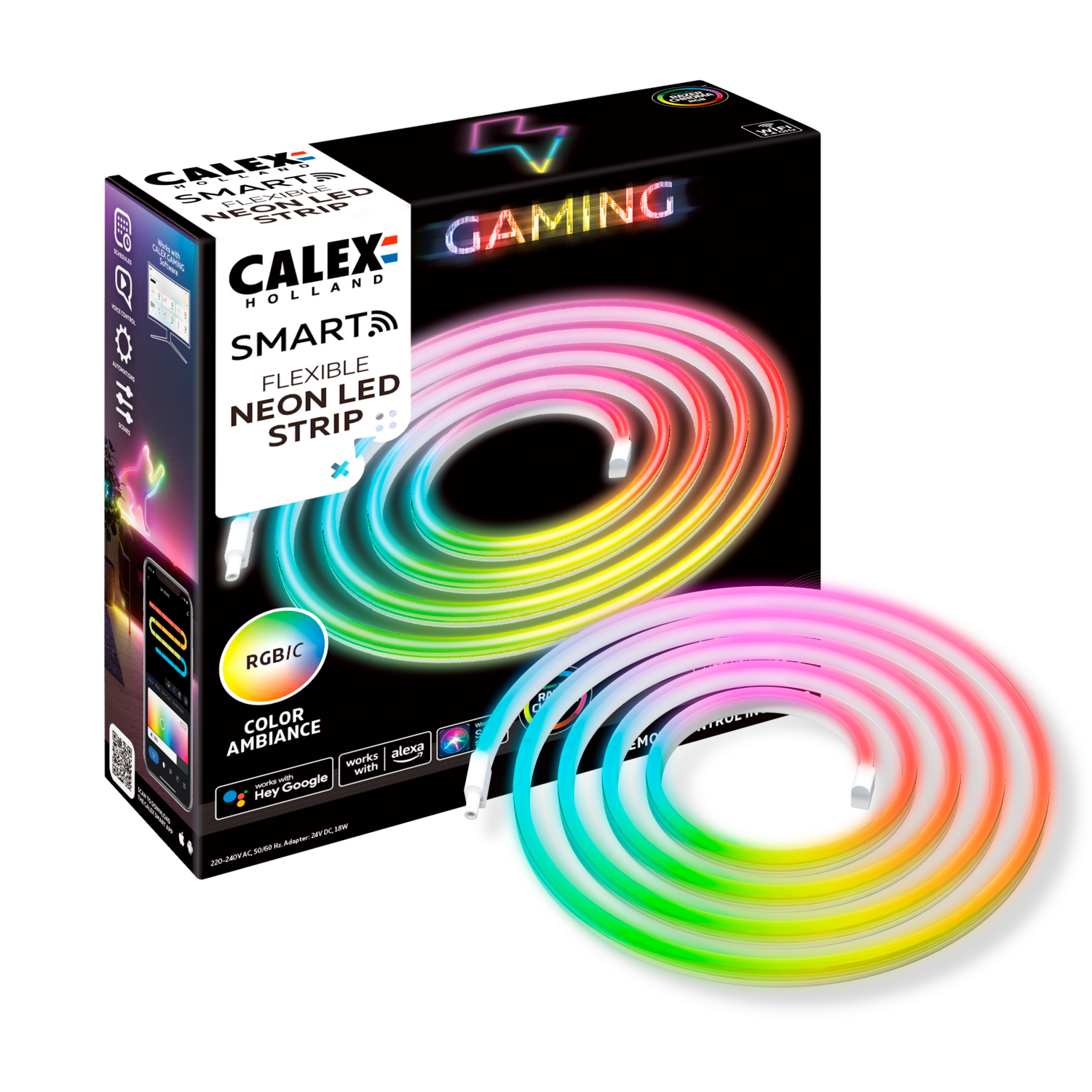 Benzi LED Calex Smart Gaming Neon Flex, RGBIC, 18W, 2m, 96 LEDs/m