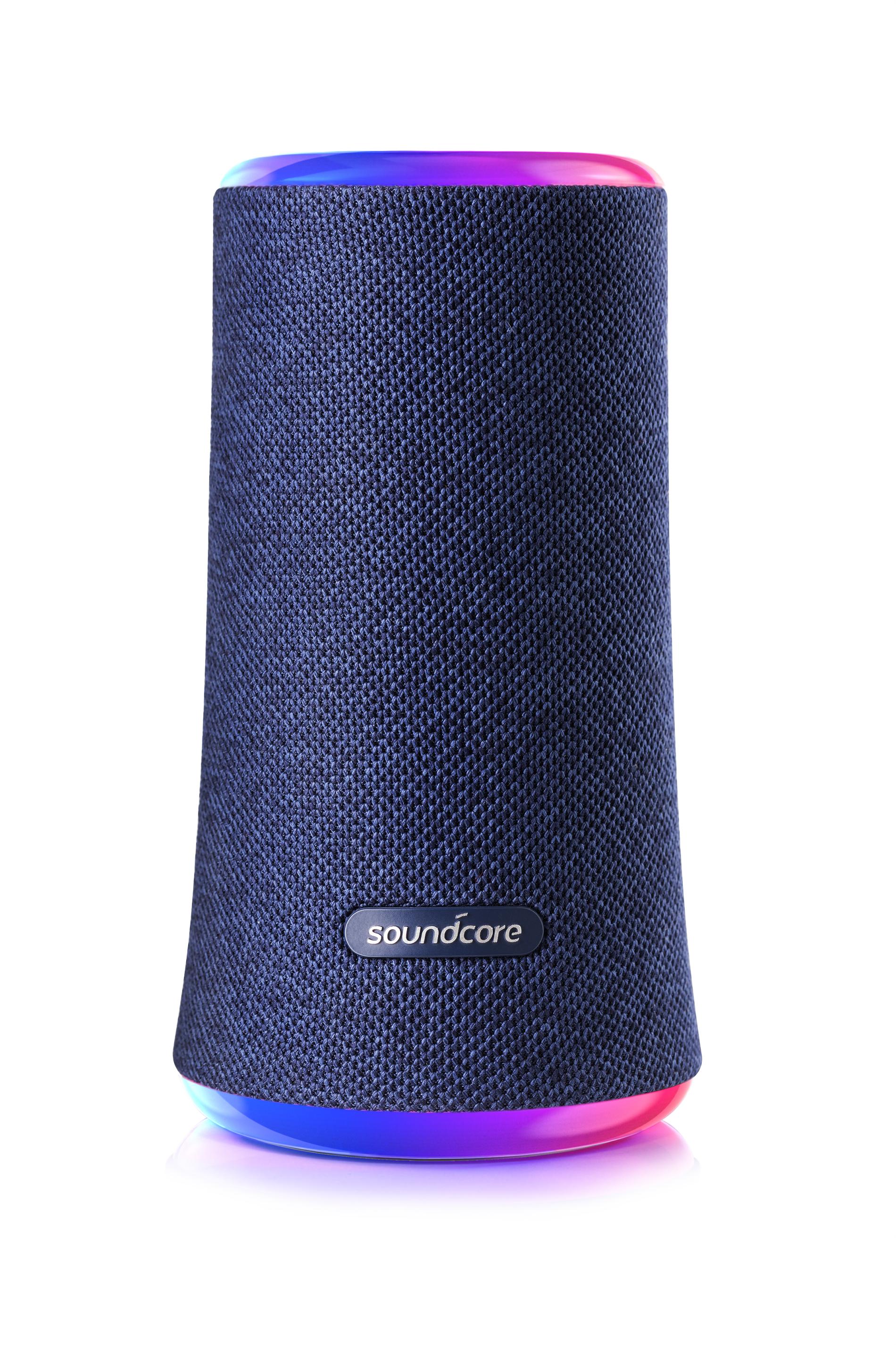 Boxa portabila wireless bluetooth Anker Soundcore Flare 2, 20W, 360° cu lumini LED, Albastru