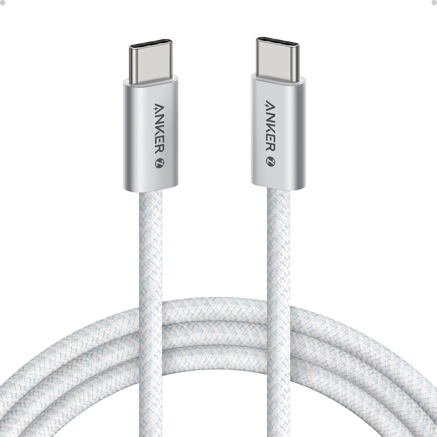 Cablu Anker Zolo USB-C la USB-C, 240W, braided, 1m, Alb