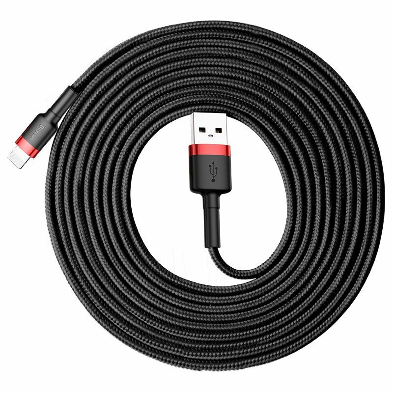 Cablu Baseus Cafule Lightning - USB, 3 metri, 2A, Negru + Rosu