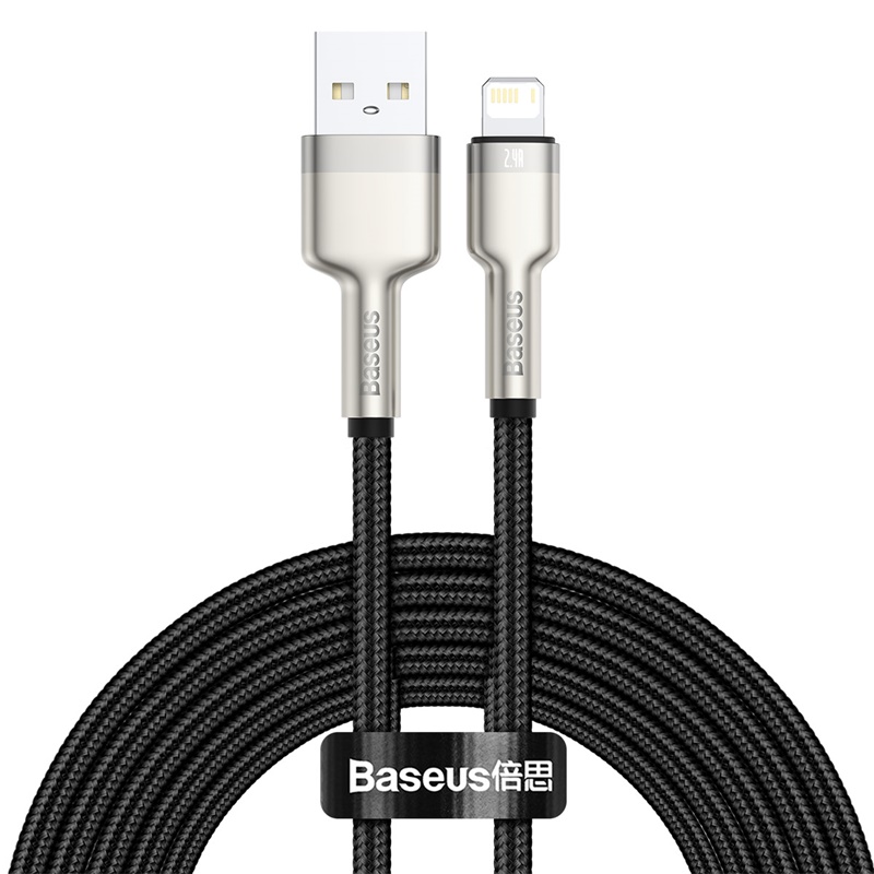Cablu Baseus Cafule Metal Series USB-A la Lightning, 2.4A, 2m, Negru