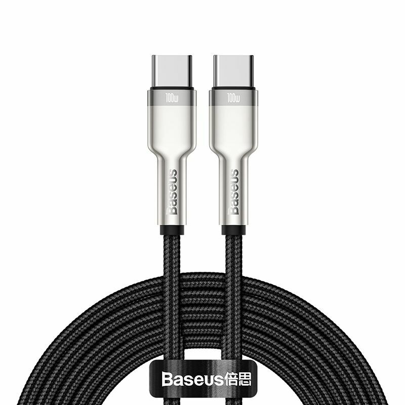 Cablu Baseus Cafule Series Metal USB-C la USB-C, 100W, 2m, Negru
