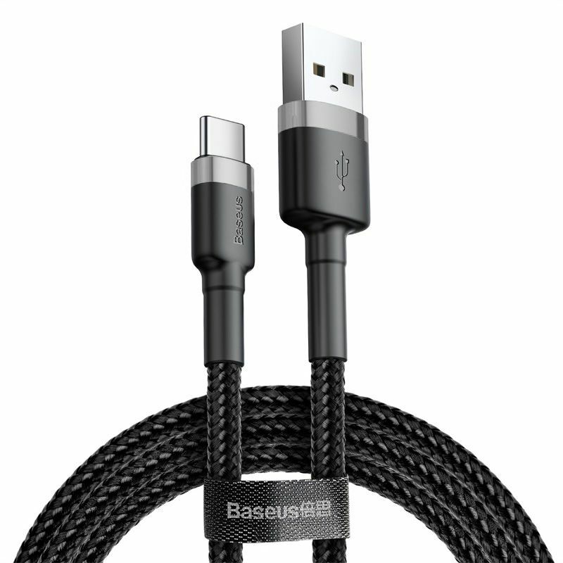 Cablu Baseus Cafule, USB la USB-C, Quick Charge , 2A, 2m, Gri + Negru