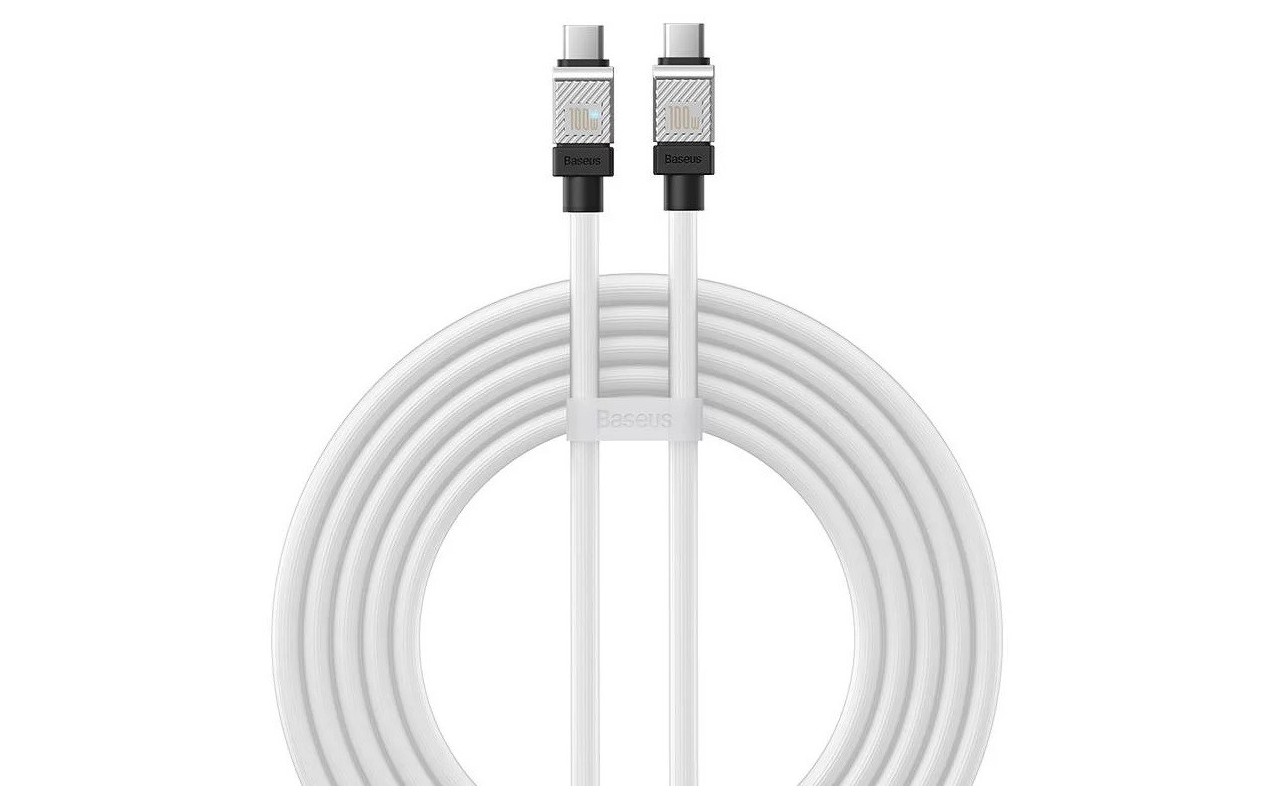 Cablu Baseus CoolPlay Fast Charge USB-C la USB-C, 100W, 2m, Alb