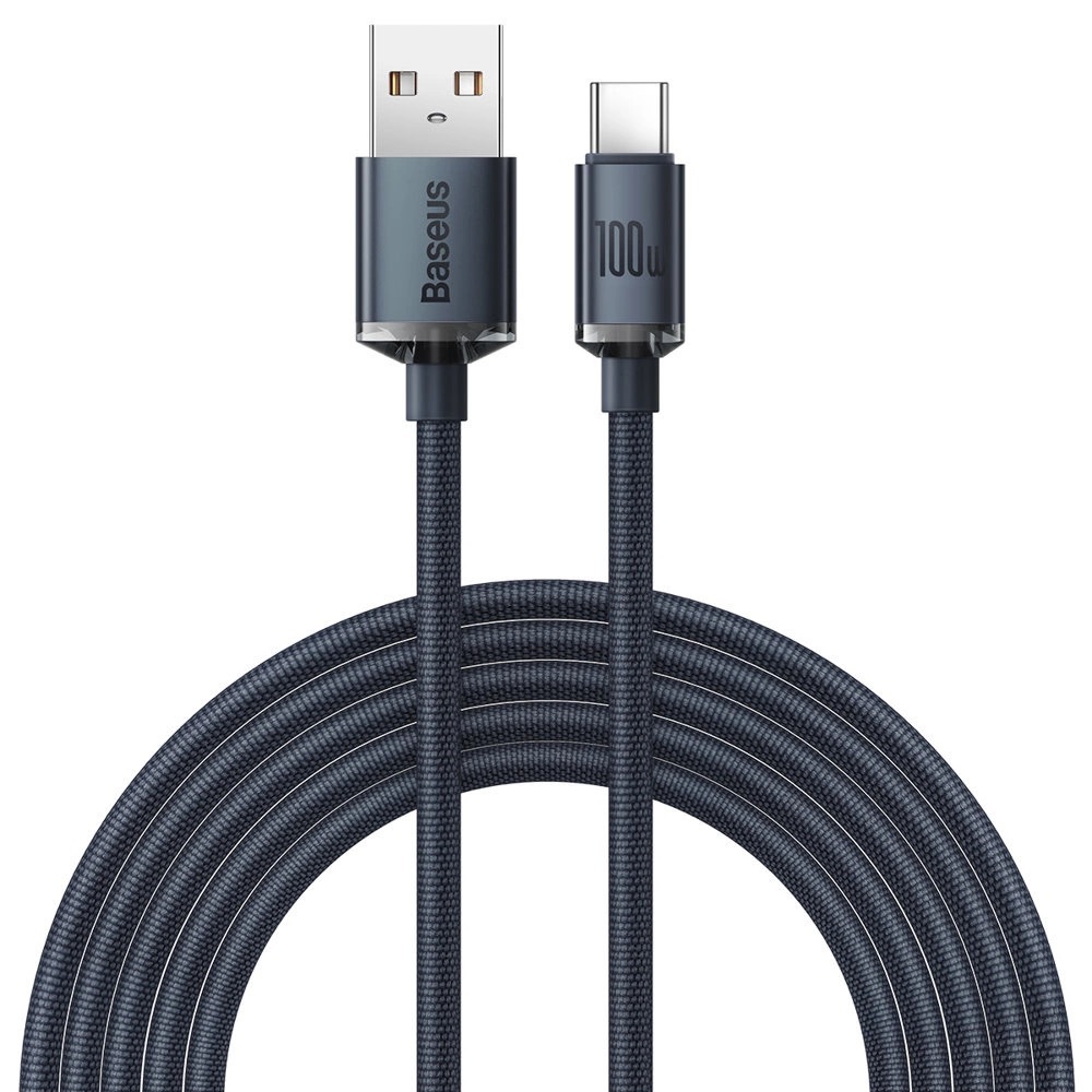 Cablu Baseus Crystal Shine, Fast Charge, USB la USB-C, 100W, 2m, Negru