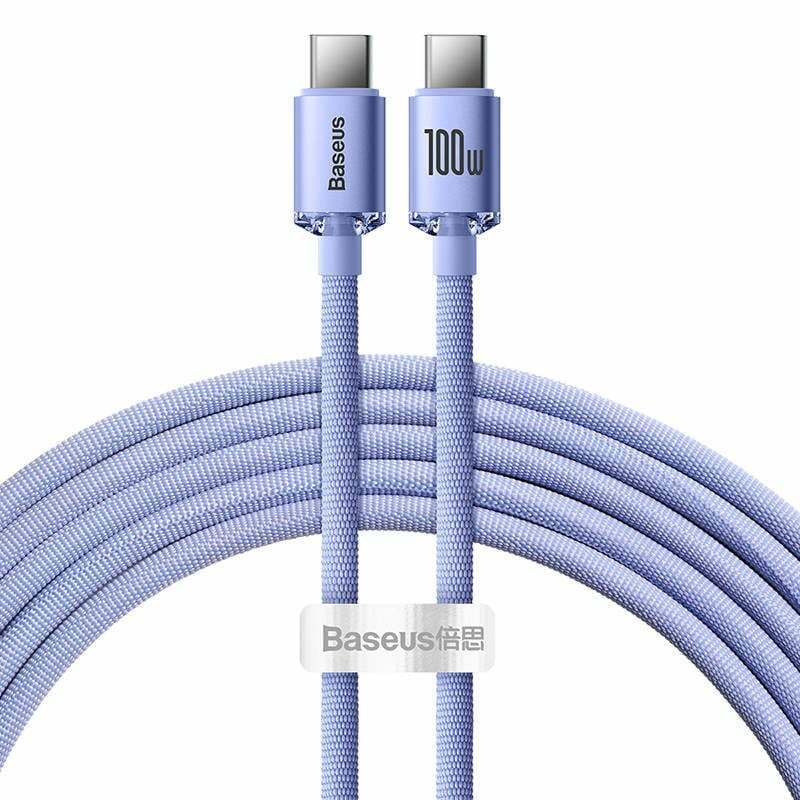 Cablu Baseus Crystal Shine, Fast Charge, USB-C la USB-C, 100W, 1.2m, Violet