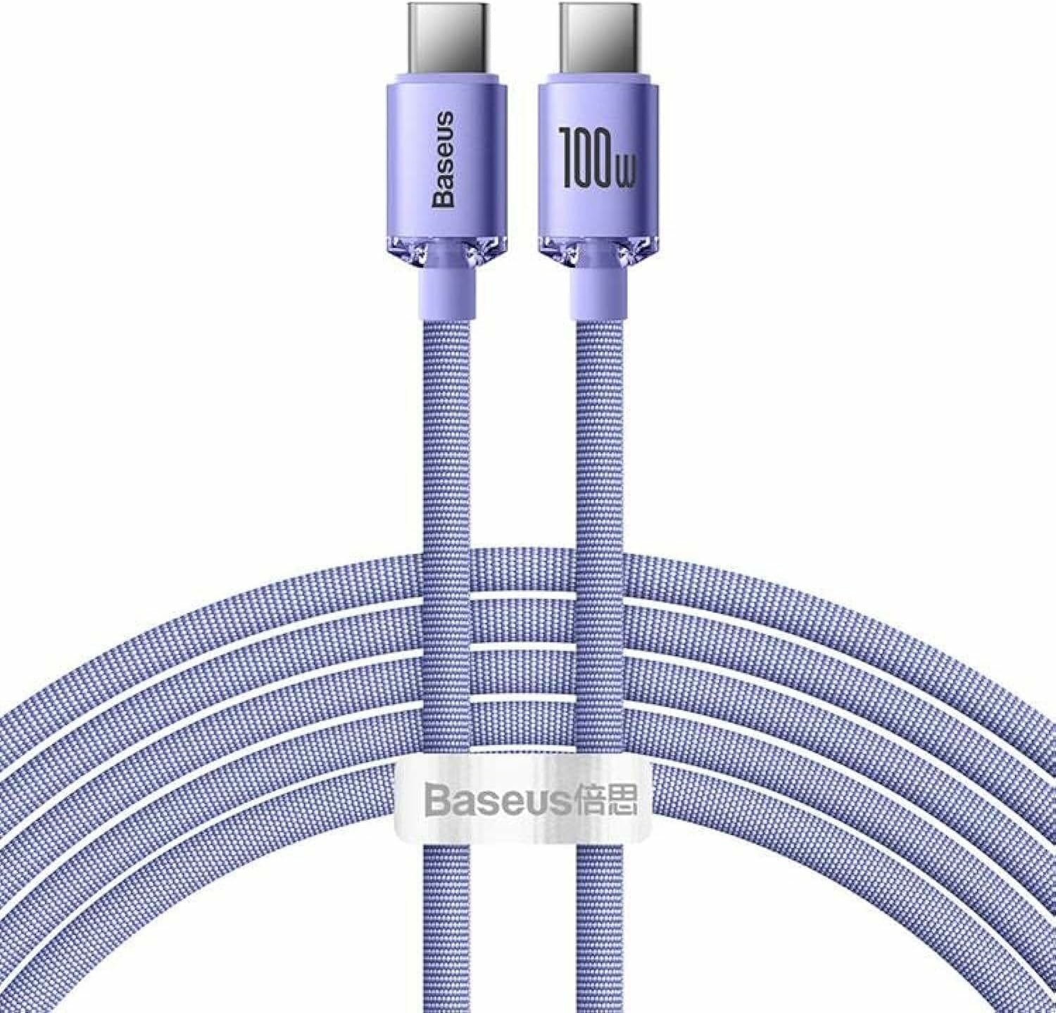 Cablu Baseus Crystal Shine, Fast Charge, USB-C la USB-C, 100W, 2m, Violet
