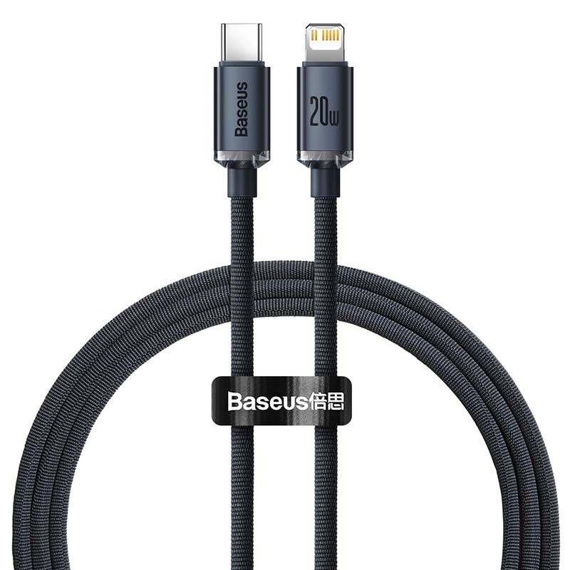 Cablu Baseus Crystal Shine Fast Charge USB-C Lightning, 20W, 2m, Negru