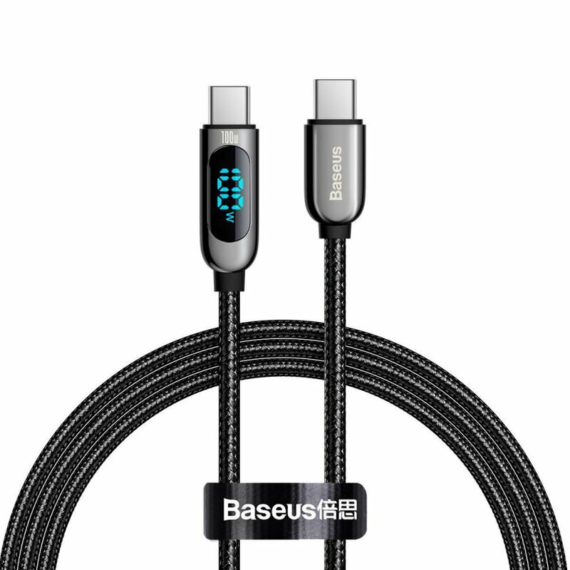 Cablu Baseus Display Fast Charge USB-C, 100W, 1m, Negru