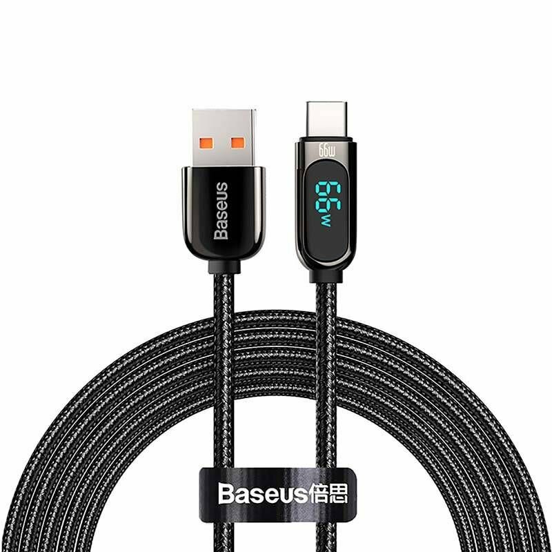 Cablu Baseus Display, USB la USB-C, Fast Charging, 66W, 1m, Negru