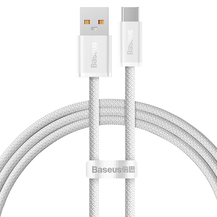 Cablu Baseus Dynamic Series, USB la USB-C, 100W, Fast Charging, 1m, Alb